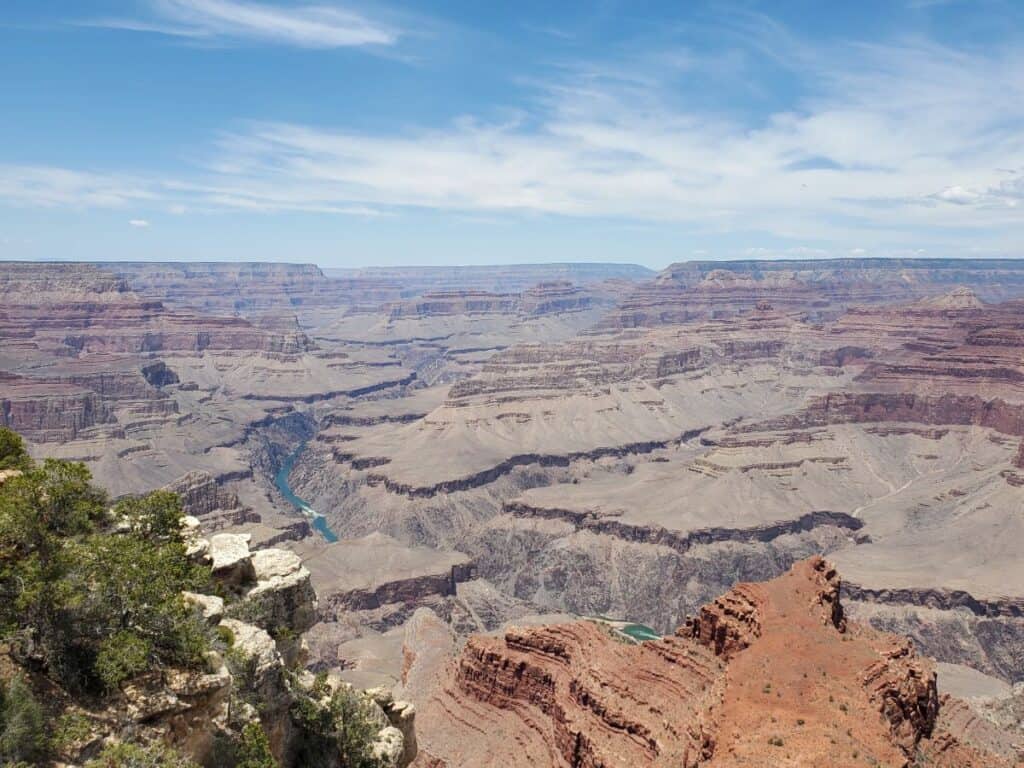 Overlook at the Grand Canyon with a view of the river below