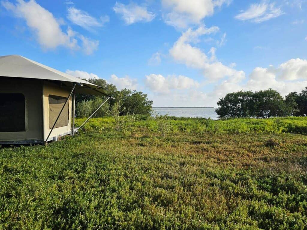 Canvas glamping tent on the bay in Everglades National Park